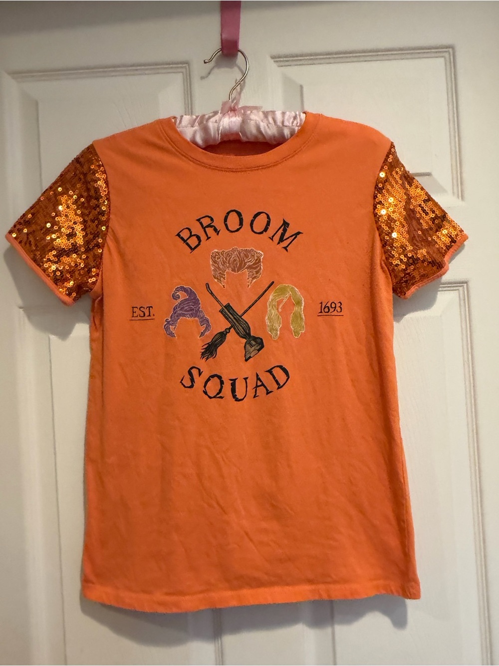 Disney Orange Hocus Pocus “ Broom Squad” Halloween Shirt - Girls Size 14-16